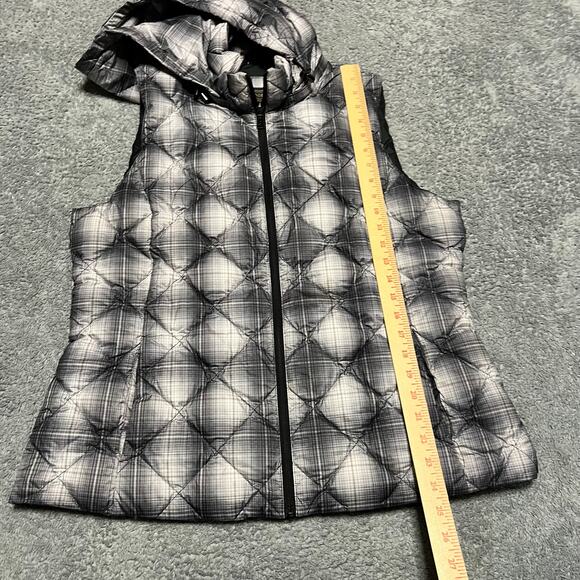 Pendleton Vest Womens Large Puffer Full Zip Down Filled Hooded Plaid Black White - Picture 9 of 9